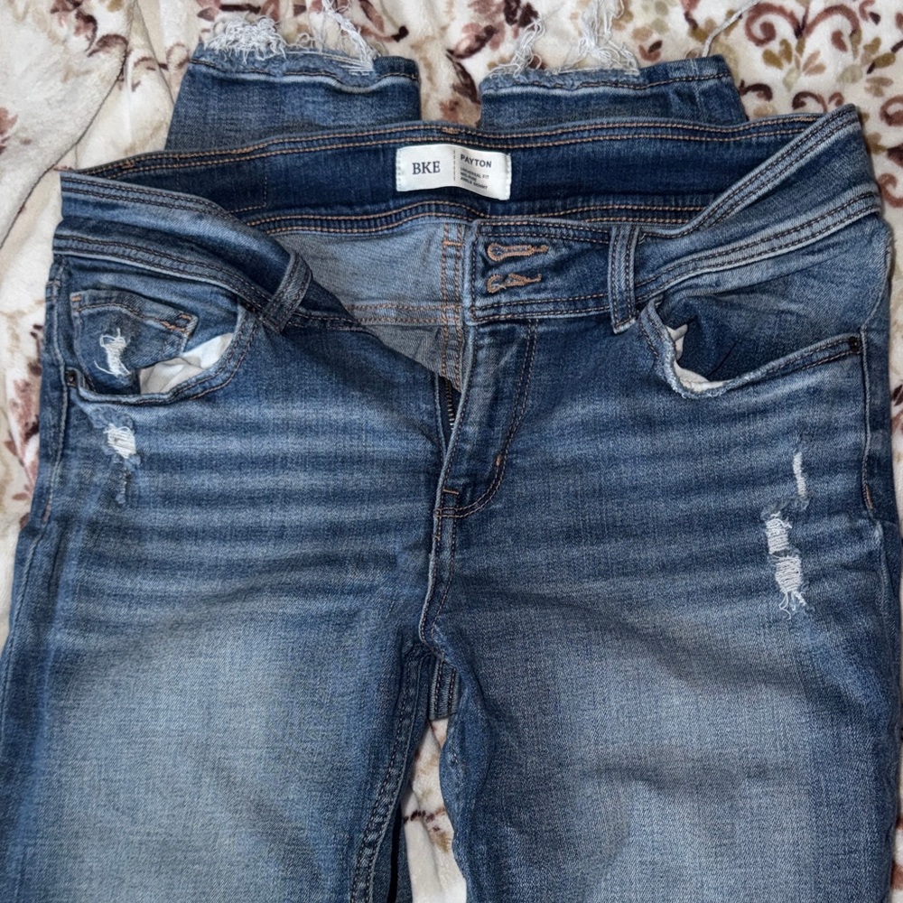 BKE Women's Distressed Boyfriend Jeans - Blue